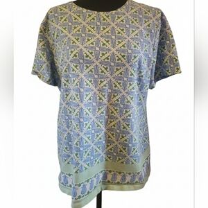 Talbots Blue and Green Floral Tee